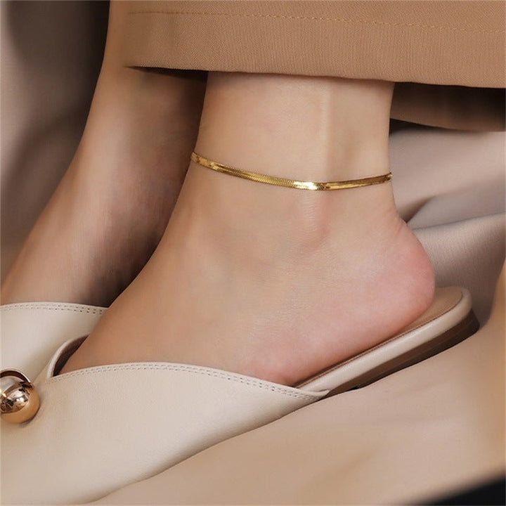 GIA GOLD HERRINGBONE ANKLET