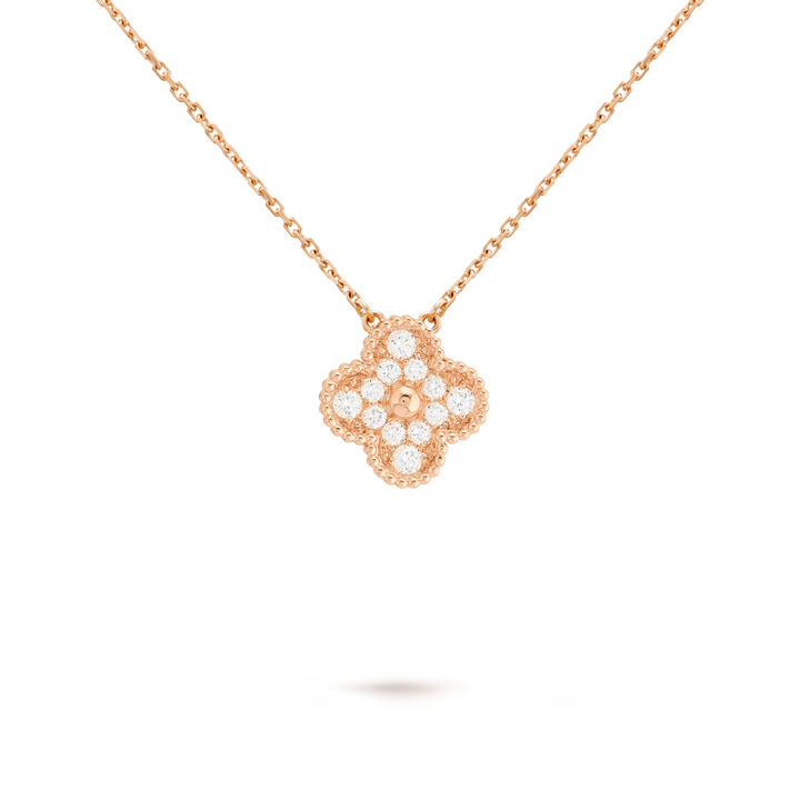 CLOVER DIAMOND NECKLACE | PINK GOLD