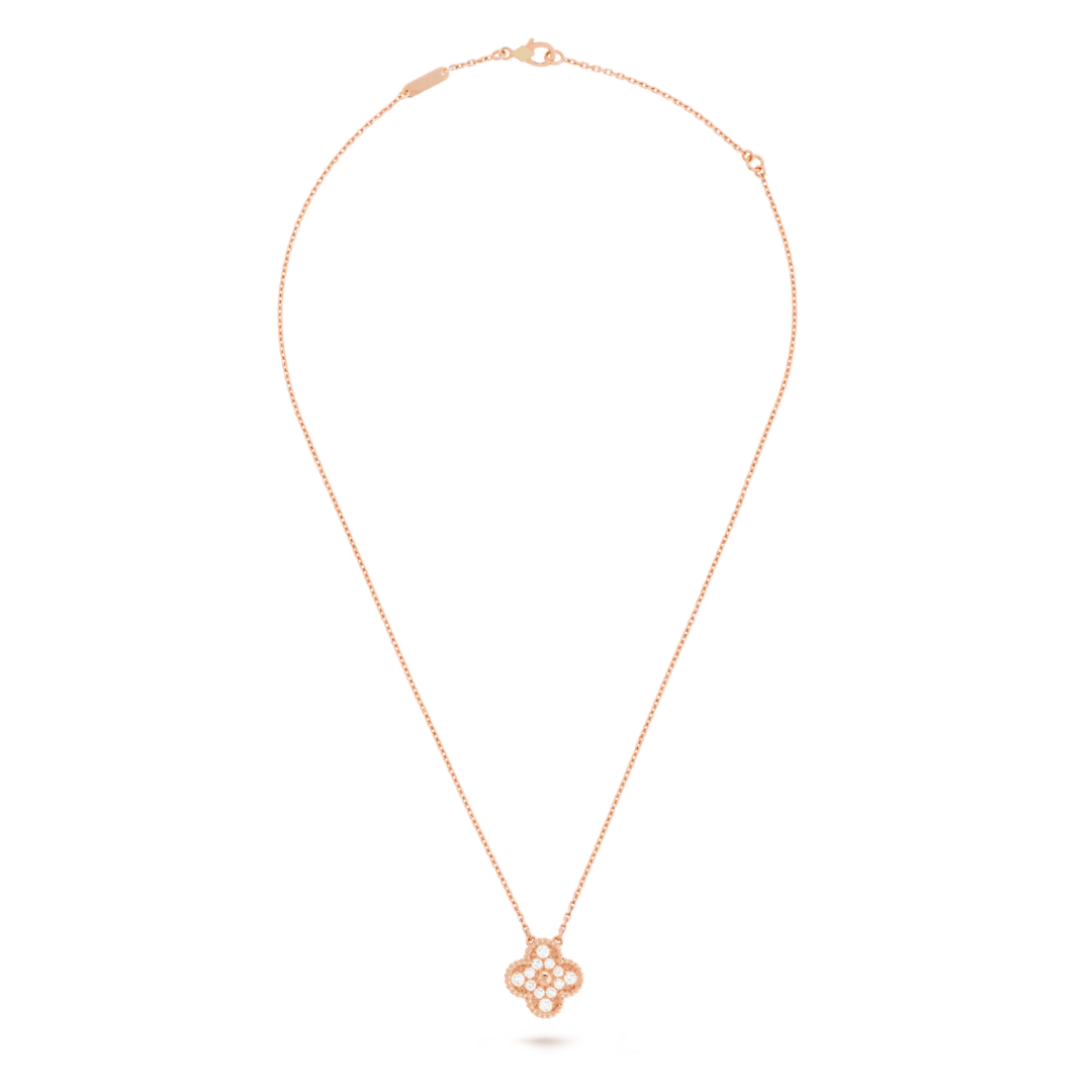CLOVER DIAMOND NECKLACE | PINK GOLD