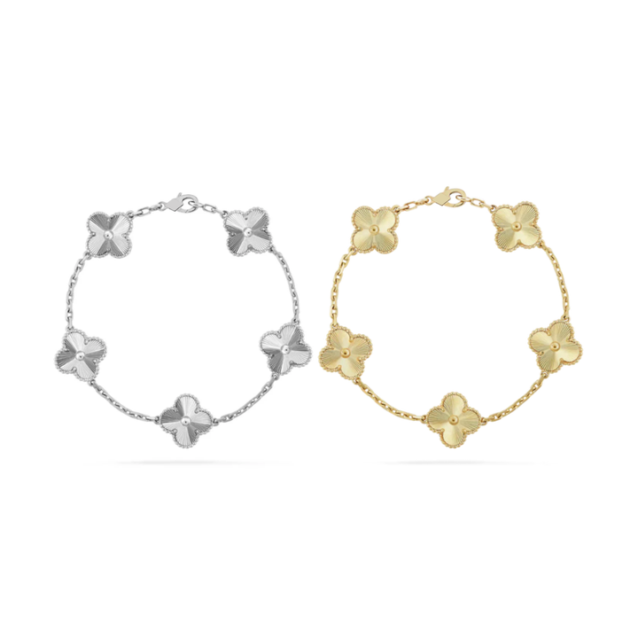 CLOVER LEAF BRACELET SET | GOLD SILVER