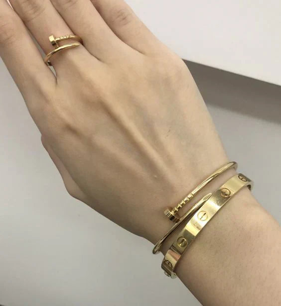NAIL BRACELET THIN | GOLD